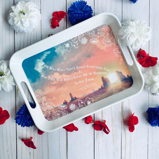 A photo of our The Good Girls melamine tray.